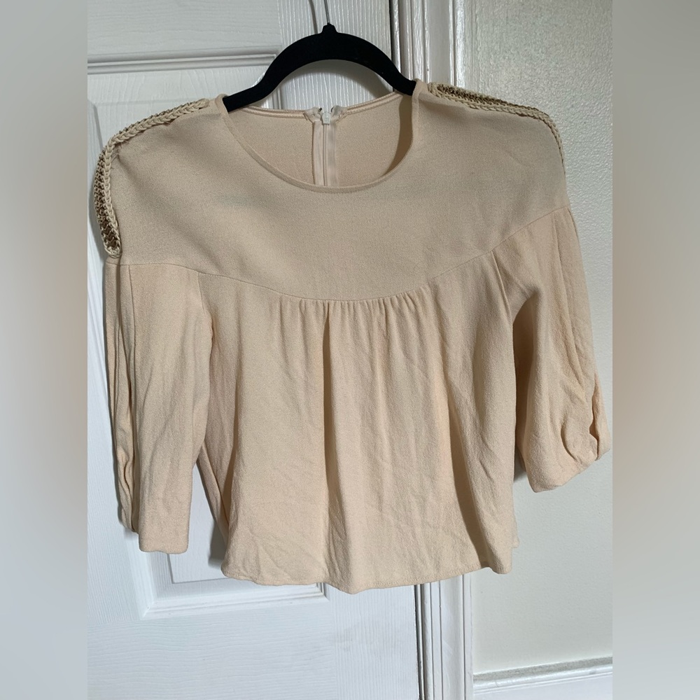 Zara cream mid sleeved women’s blouse